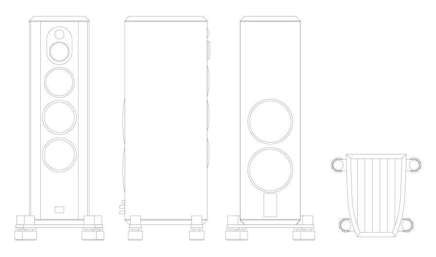 Marten Mingus Septet Front, side and plan technical drawing
