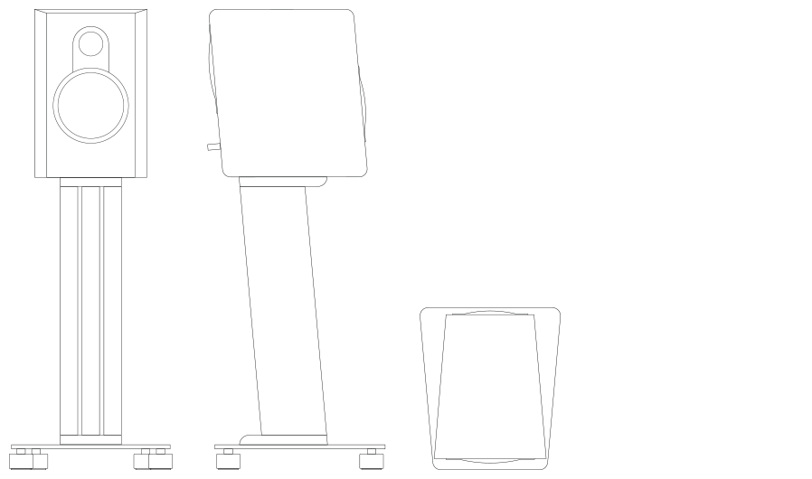 Marten Parker Duo Front, side and plan technical drawing